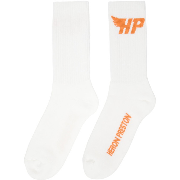  헤론 프레스톤 Heron Preston White & Orange HP Fly Socks 232967M220004