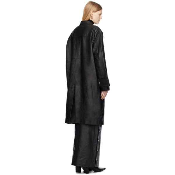  리메인 비르게르 크리스텐센 REMAIN Birger Christensen Black Drapy Leather Jacket 232985F064002