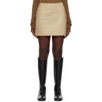 REMAIN Birger Christensen Beige Zip Leather Miniskirt 232985F090000