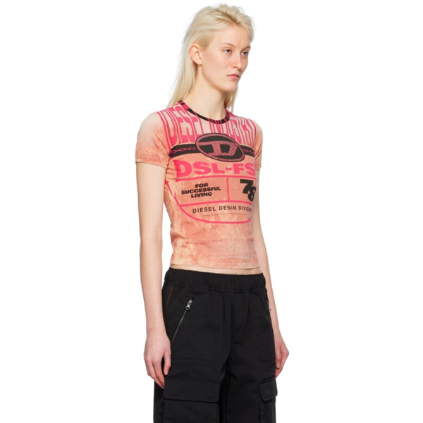 디젤 디젤 Diesel Pink T-Uncutie-Long-N8 T-Shirt 241001F110024