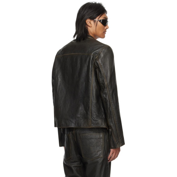 디젤 디젤 Diesel Brown L-Cobbe Leather Jacket 241001M181005