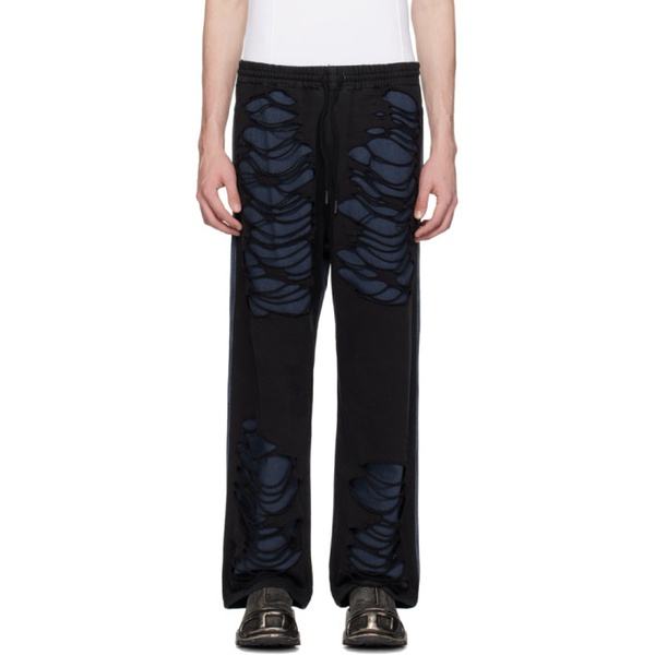 디젤 디젤 Diesel Blue & Black Distressed Jeans 241001M186025