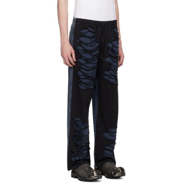 디젤 디젤 Diesel Blue & Black Distressed Jeans 241001M186025