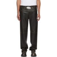 디젤 Diesel Brown P-Kooman Leather Pants 241001M189001