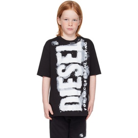 디젤 Diesel Kids Black Printed T-Shirt 241001M703014