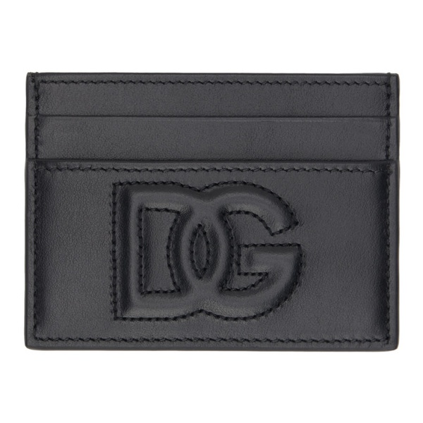 돌체앤가바나 Dolce&Gabbana Black Calfskin DG Logo Card Holder 241003F040002