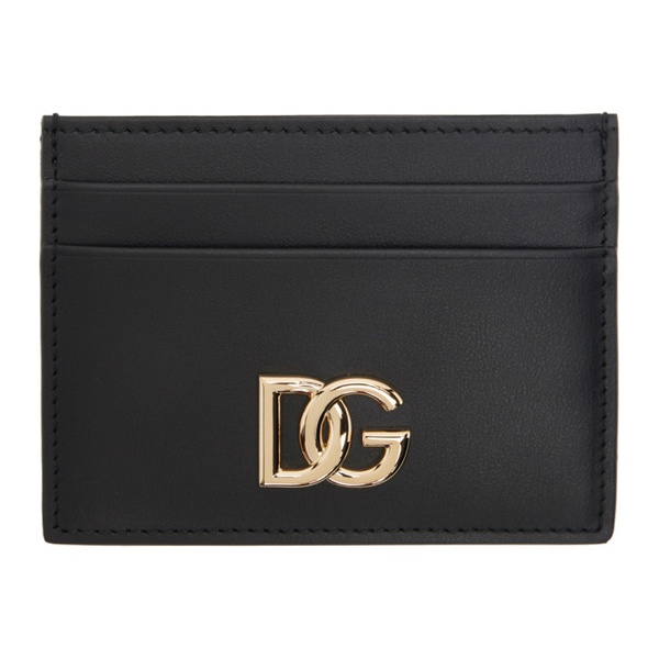 돌체앤가바나 Dolce&Gabbana Black Calfskin DG Logo Card Holder 241003F040003