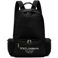 Dolce&Gabbana Black Nylon Rubberized Logo Backpack 241003M166000