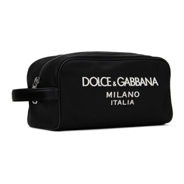 돌체앤가바나 Dolce&Gabbana Black Rubberized Logo Pouch 241003M171000