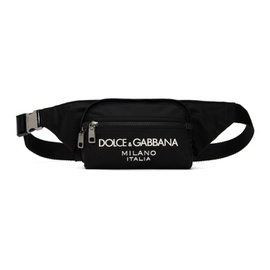 Dolce&Gabbana Black Small Rubberized Logo Belt Bag 241003M171001