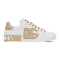 Dolce&Gabbana White & Beige Portofino Sneakers 241003M237053