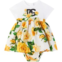 Dolce&Gabbana Baby Yellow Floral Dress & Bloomers Set 241003M691004