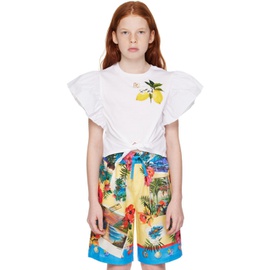 Dolce&Gabbana Kids White Ruffled T-Shirt 241003M703019