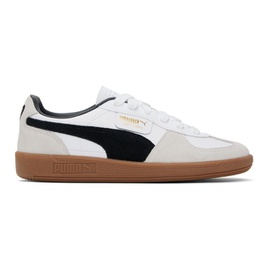 PUMA White & Taupe Palermo Leather Sneakers 241010M237013