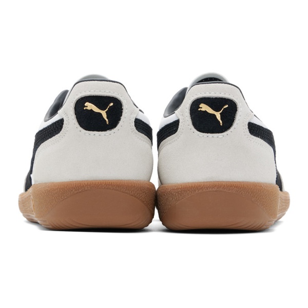  PUMA White & Taupe Palermo Leather Sneakers 241010M237013