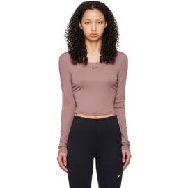 Nike Pink Scoop Back Long Sleeve T-Shirt 241011F110011