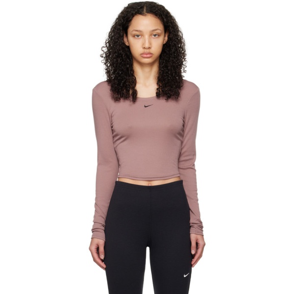 나이키 Nike Pink Scoop Back Long Sleeve T-Shirt 241011F110011