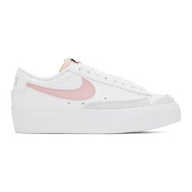 Nike White & Pink Blazer Low Platform Sneakers 241011F128038
