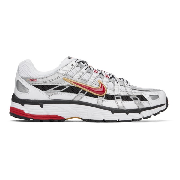 나이키 Nike White & Silver P-6000 Sneakers 241011F128059