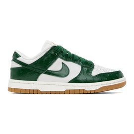 Nike White & Green Dunk Low Sneakers 241011F128131