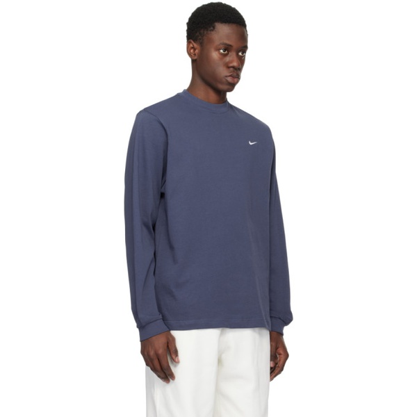 나이키 Nike Navy Embroidered Long Sleeve T-Shirt 241011M213057