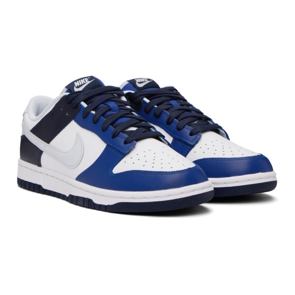 나이키 Nike White & Blue Dunk Low Sneakers 241011M237007