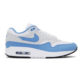 Nike White & Blue Air Max 1 Sneakers 241011M237027