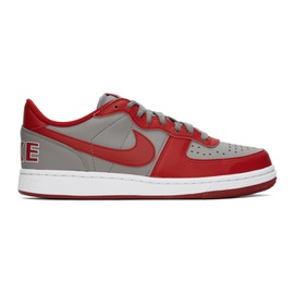 Nike Gray & Red Terminator Low Sneakers 241011M237092