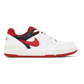 Nike White & Red Full Force Low Sneakers 241011M237142