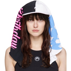 마린 세르 Marine Serre Black & White Regenerated Graphic T-Shirt Veiled Cap 241020F016001