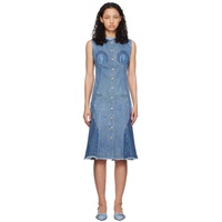 Marine Serre Blue Regenerated Denim Midi Dress 241020F054001