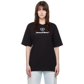 마린 세르 Marine Serre Black Graphic T-Shirt 241020F110003