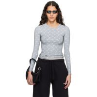 Marine Serre Gray All Over Moon Reflective Long Sleeve T-Shirt 241020F110013