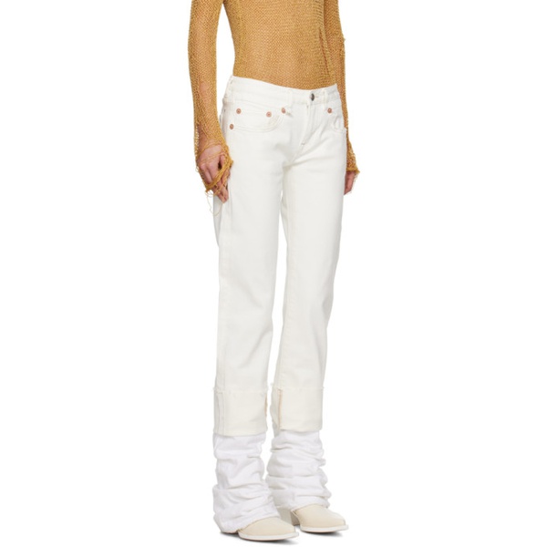  알썰틴 R13 White Cuffed Boy Jeans 241021F069000