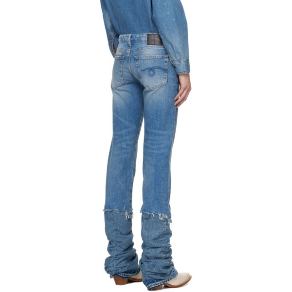  알썰틴 R13 Blue Boy Straight With Rips Jeans 241021F069024