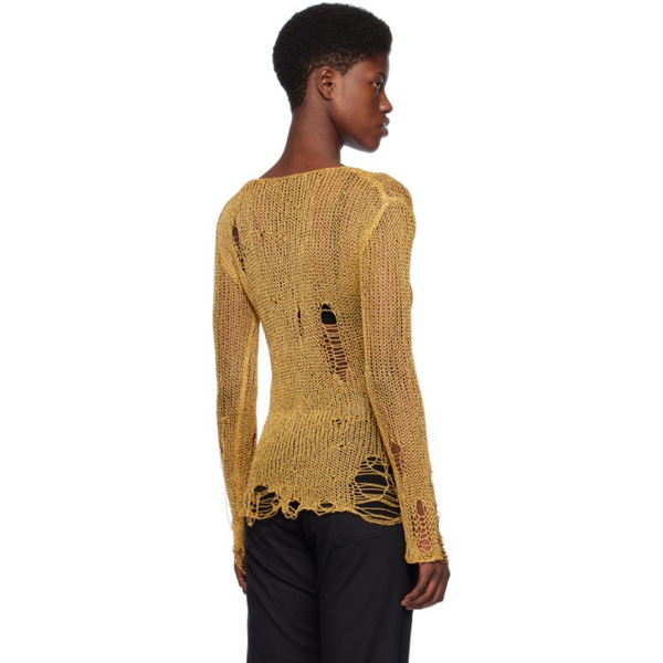  알썰틴 R13 Gold Distressed Sweater 241021F096001