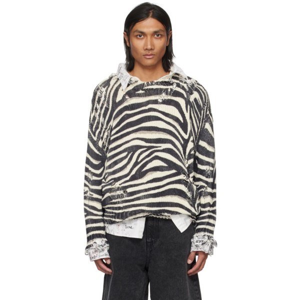  알썰틴 R13 Black & White Zebra Sweater 241021M201004
