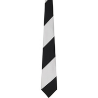 Comme des Garcons Homme Deux Black & White Silk Regimental Stripe Tie 241058M158013