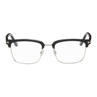 톰포드 TOM FORD Black & Silver Half-Rim Glasses 241076M133034