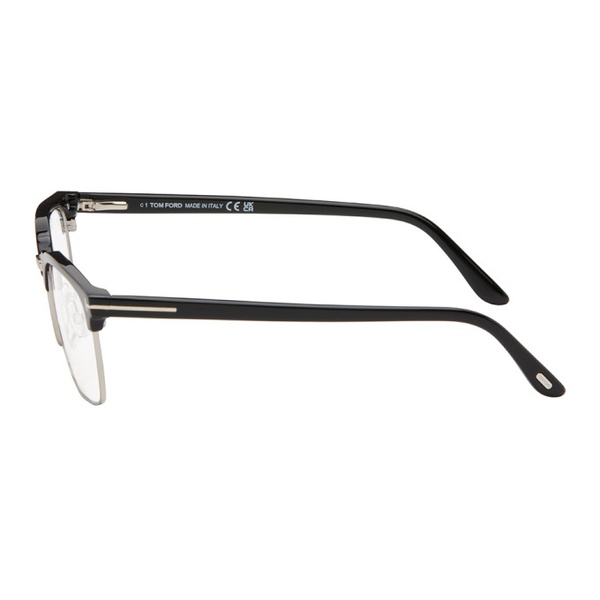 톰포드 톰포드 TOM FORD Black & Silver Half-Rim Glasses 241076M133034