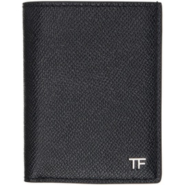 톰포드 TOM FORD Black Small Grain Leather Folding Card Holder 241076M163001