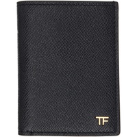 톰포드 TOM FORD Black Small Grain Leather Folding Card Holder 241076M163003