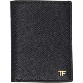 톰포드 TOM FORD Black Small Grain Leather Folding Card Holder 241076M163003
