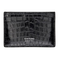 톰포드 TOM FORD Black Printed Croc Card Holder 241076M163052