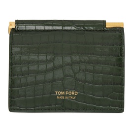 톰포드 TOM FORD Green Leather Card Holder 241076M163058