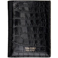 톰포드 TOM FORD Black Printed Croc Folding Card Holder 241076M163067