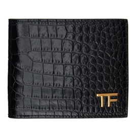 톰포드 TOM FORD Black Croc-Embossed Bifold Wallet 241076M164014