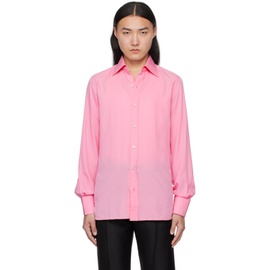 톰포드 TOM FORD Pink Spread Collar Shirt 241076M192009