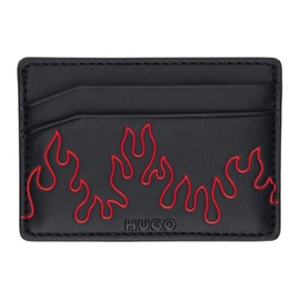 휴고 Hugo Black Faux-Leather Flame Artwork Card Holder 241084M163002