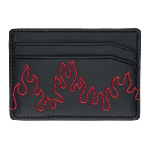  휴고 Hugo Black Faux-Leather Flame Artwork Card Holder 241084M163002